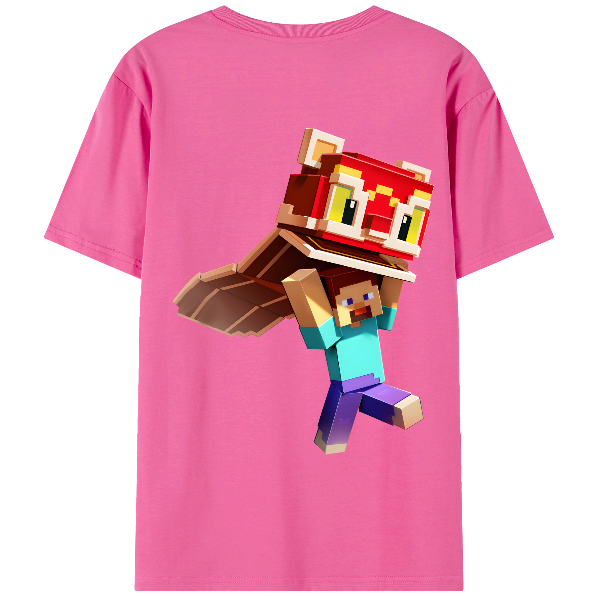（画像用） マインクラフト ブロックの世界 Minecraft MC Block world レディース半袖Tシャツ(バックプリント)